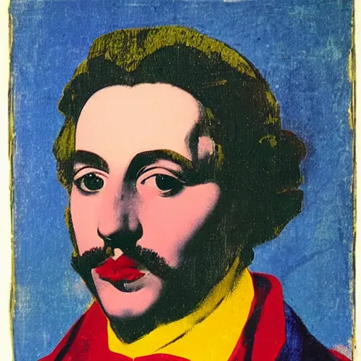 Image similar to the spanish dramatist lope de vega painted by warhol