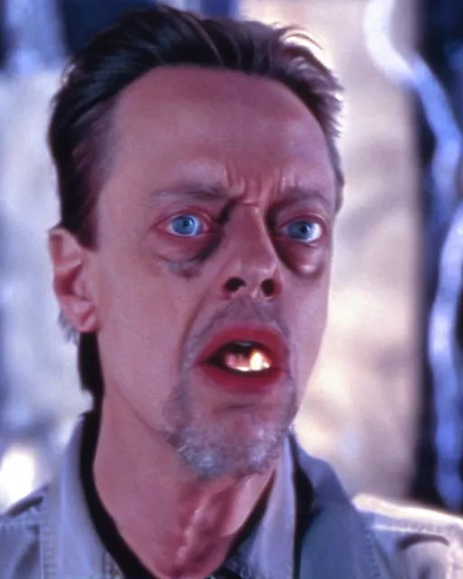 Prompt: film still close - up shot of steve buscemi in the movie terminator 2. photographic, photography