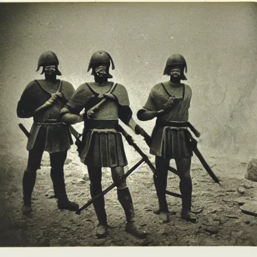 Prompt: polaroid of ancient roman soliders by Tarkovsky