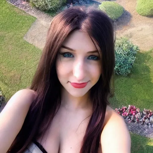 Prompt: beautiful female twitch streamer selfie