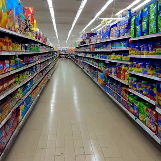 Image similar to cereal aisle in an underwater walmart