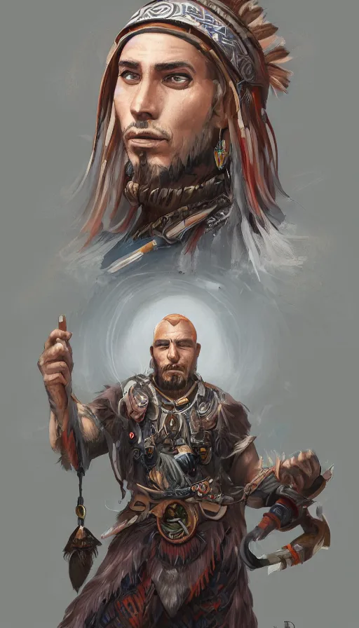 Prompt: portrait of a digital shaman, by d & d concept artists