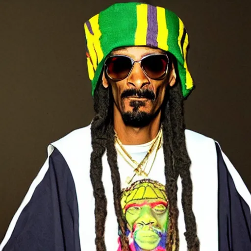 Image similar to snoop dogg as a rasta shaman elder