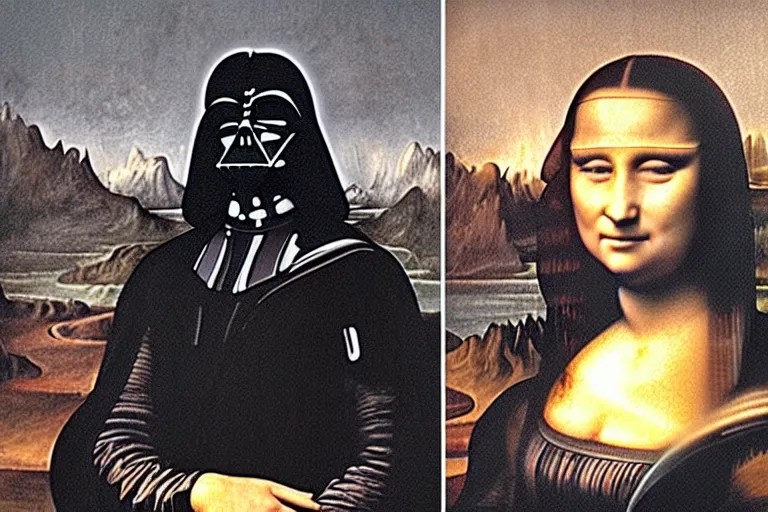 Prompt: darth vader!!! as!!!! mona lisa!!!