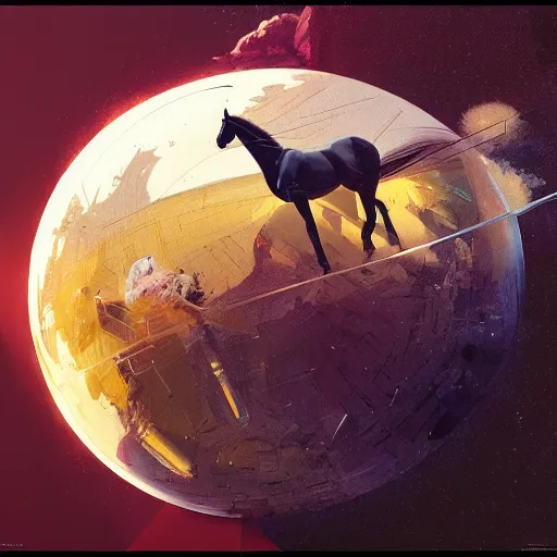 Image similar to spherical horse in vacuum, hyperrealism, no blur, 4 k resolution, ultra detailed, style of ron cobb, adolf hiremy - hirschl, syd mead, ismail inceoglu, rene margitte