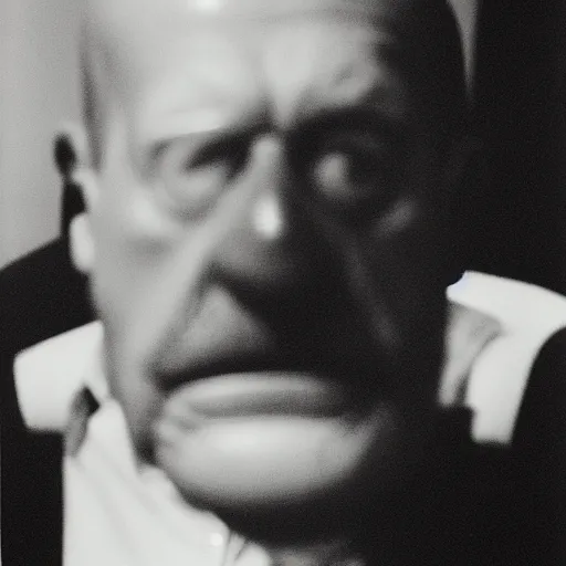 Image similar to portrait of a Homer Simpson lookalike by Diane Arbus, 88mm, black and white