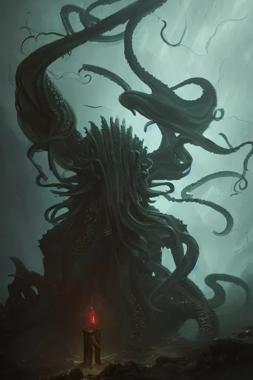 Image similar to cthulhu, digital art, magic the gathering, mtg, by greg rutkowski, trending on artstation