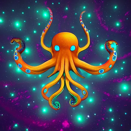 Prompt: astral octopus with galaxies inside the arms, unreal engine, game, stylized