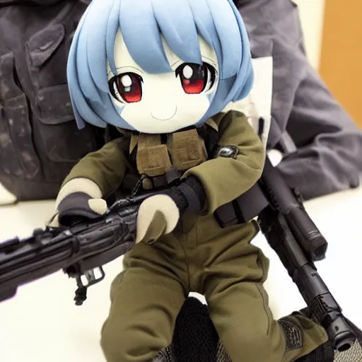 Prompt: cute fumo plush of a girl who's a top sniper, military, anime girl