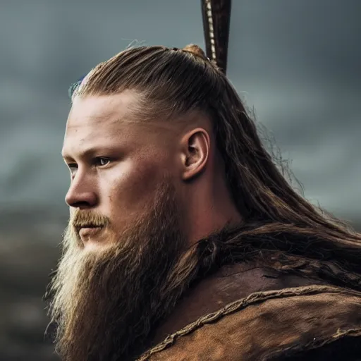 Image similar to a portrait of ragnar from vikings