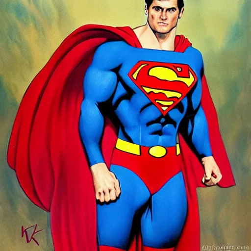 Prompt: ultra - realistic head and shoulders portrait painting of superman. art by ken kelly. 4 k. ultra - realistic. highly detailed. epic lighting