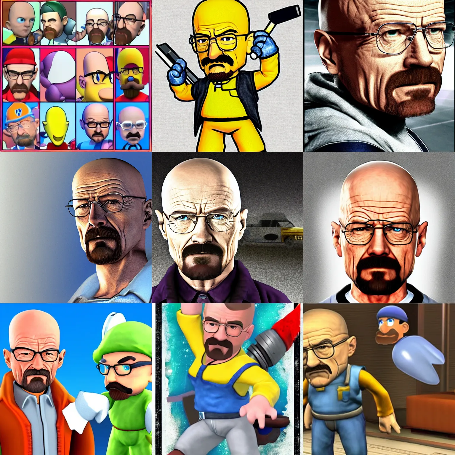 Prompt: walter white as a character in super smash bros