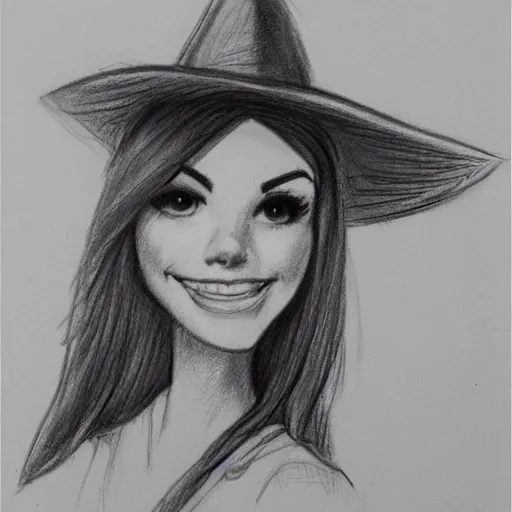 Image similar to milt kahl pencil sketch of victoria justice with a cowboy hat