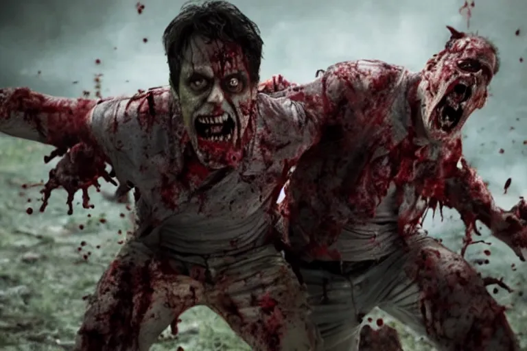 Image similar to film still of zombie zombie Bruce Banner as a zombie in new avengers movie, 4k