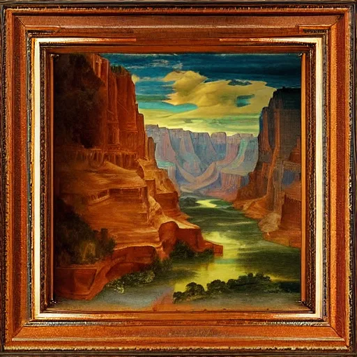 Prompt: “Grand Canyon full of poop, sewage, beautiful painting, renaissance painting, intricate, framed, highly detailed,”