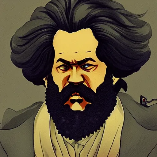 Image similar to beautiful amazing anime portrait painting of karl marx. by koyoharu gotouge, kohei horikoshi, tatsuya endo, satoshi kon