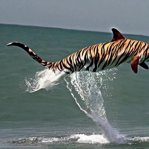 Prompt: a tiger dolphin