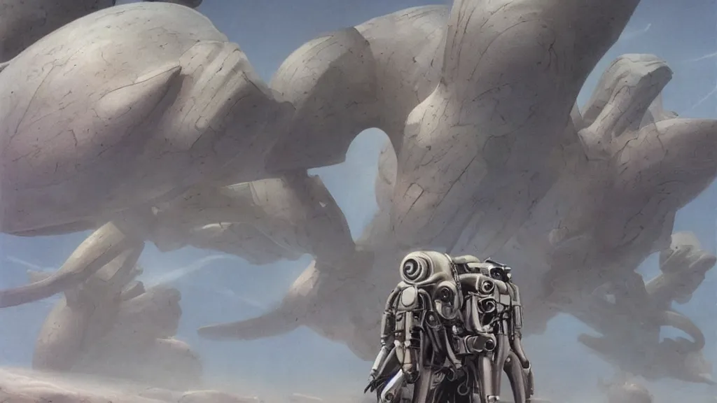 Image similar to futuristic organic spacesuit design by john schoenherr and jim burns, epic cinematic matte painting