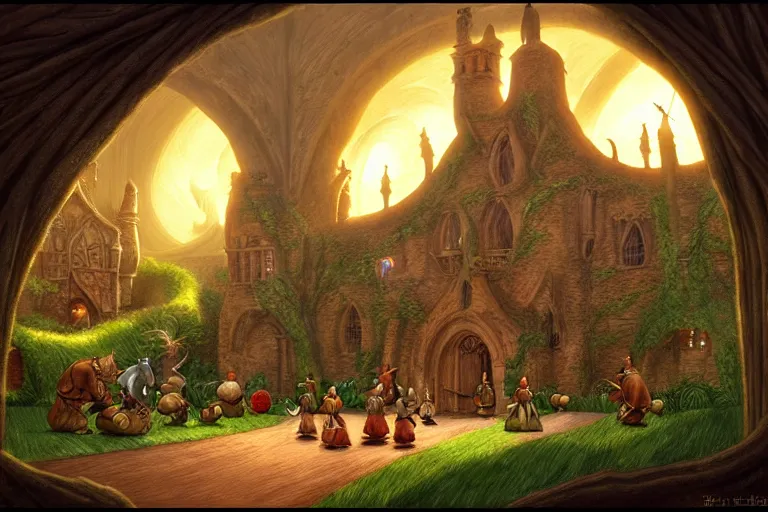 Prompt: an elaborate and detailed scene from the redwall abbey series by brian jacques, detailed, fantasy concept art, cinematic lighting, beautiful