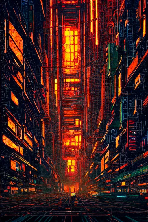 Prompt: beautiful cyberpunk oil painting, perfect lighting. professional design, intricate complexity, by dan mumford and by alberto giacometti, peter lindbergh, malevich, william stout