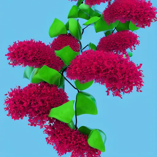 Image similar to A 3D reconstruction of a flowers Bougainvillea with 10 pedals evenly dispersed and Stamens in the center, rendered in Unity, 3ds Max Design, Blender, and Maya