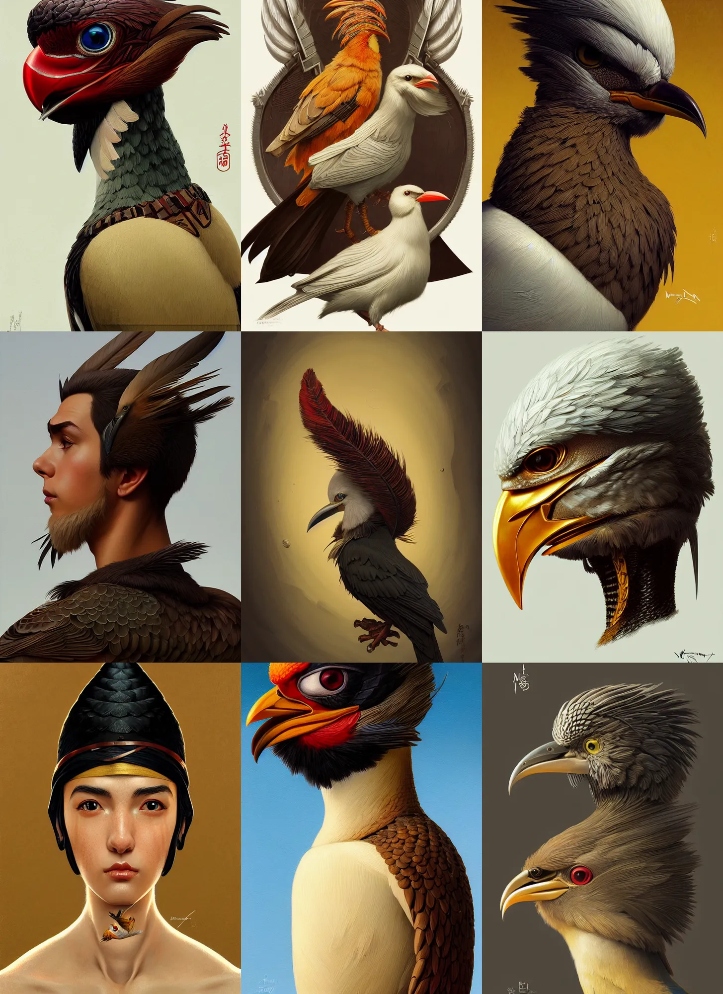 rpg! profile!! portrait of humanoid bird on white | Stable Diffusion ...