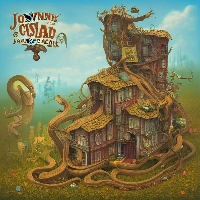 Image similar to album cover for the Johnny Cash and Snake Oil colab record. Snake oil, quackery, folk medicine, scamming, beautiful album cover with no text, album art by Gediminas Pranckevicius, snake oil