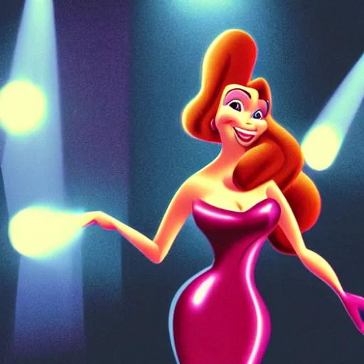 Prompt: jessica rabbit dancing in the spotlight