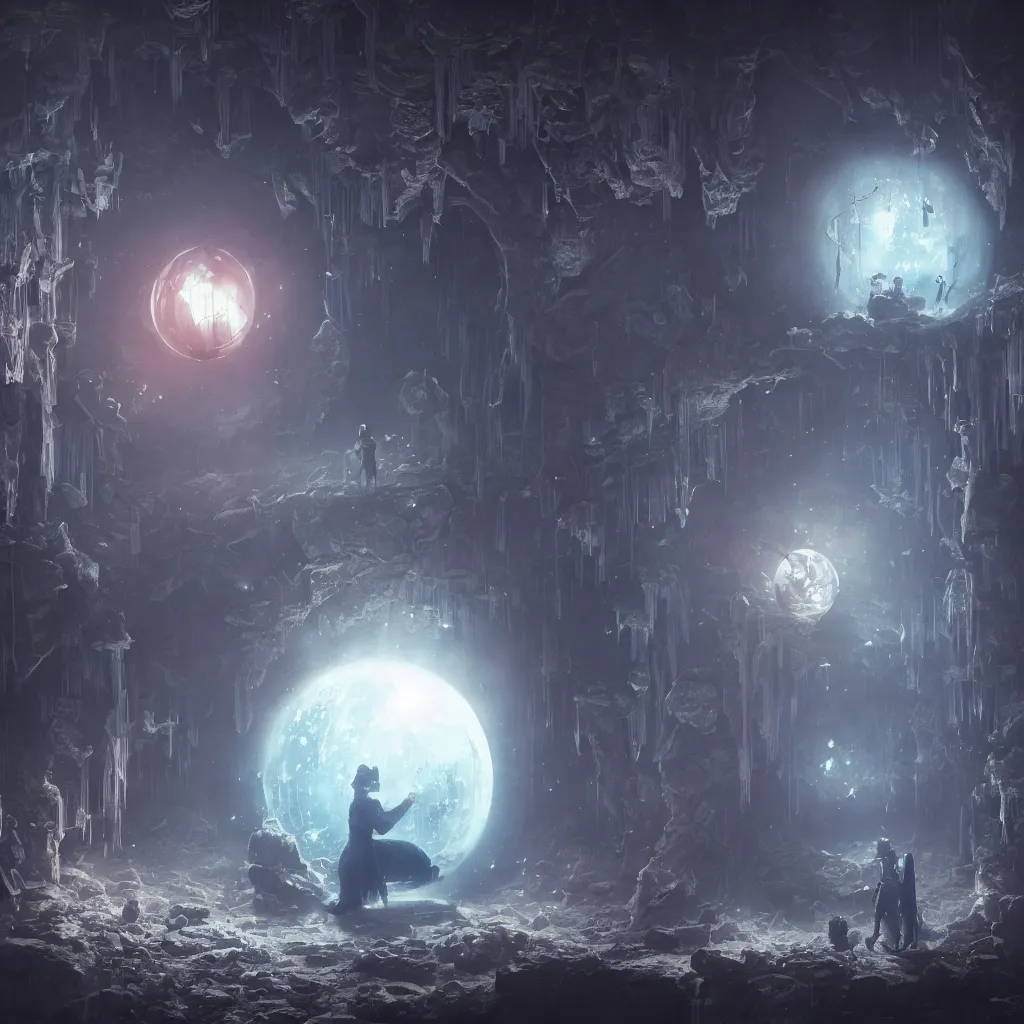 Image similar to a tiny world inside a crystal ball by greg rutkowski, sung choi, mitchell mohrhauser, maciej kuciara, johnson ting, maxim verehin, peter konig, bloodborne, 8 k photorealistic, cinematic lighting, hd, high details, dramatic, dark atmosphere, trending on artstation