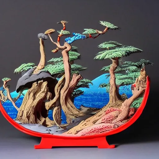 Prompt: claymation, 3 d clay sculpture, made of clay, ukiyo - e sculpture, colorful, detailed, inspired by ando hiroshige