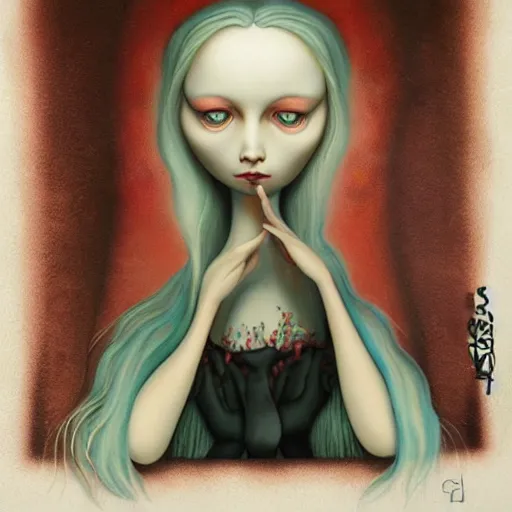 Prompt: Female Painting by Benjamin Lacombe, asymmetrical, Organic Painting, Matte Painting, geometric shapes, hard edges, graffiti, street art, by Benjamin Lacombe