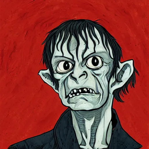 Prompt: portrait of gollum as napoleon by becky cloonan