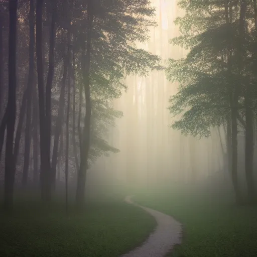 Prompt: Pixel art of a misty forest, early morning, 4k, high quality,