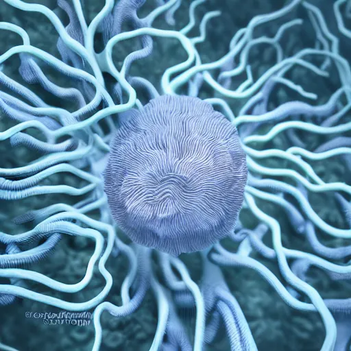 Image similar to hyper realistic photography of polyp medusae hybrid cinematic, symmetric detailed,