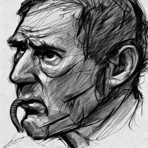 Image similar to a realistic yet scraggly portrait sketch of the side profile of a stern and sophisticated jerma 9 8 5, trending on artstation, intricate details, in the style of frank auerbach, in the style of sergio aragones, in the style of martin ansin, in the style of david aja, in the style of mattias adolfsson