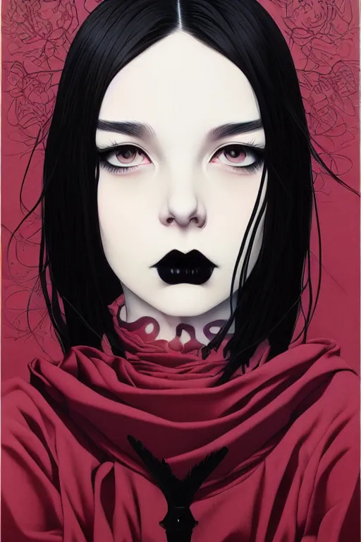 Image similar to portrait of a goth girl by james jean by ilya kuvshinov kintsugi