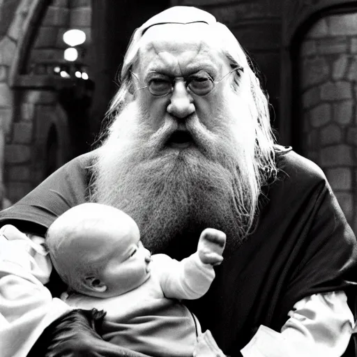 Image similar to dumbledore eating a baby