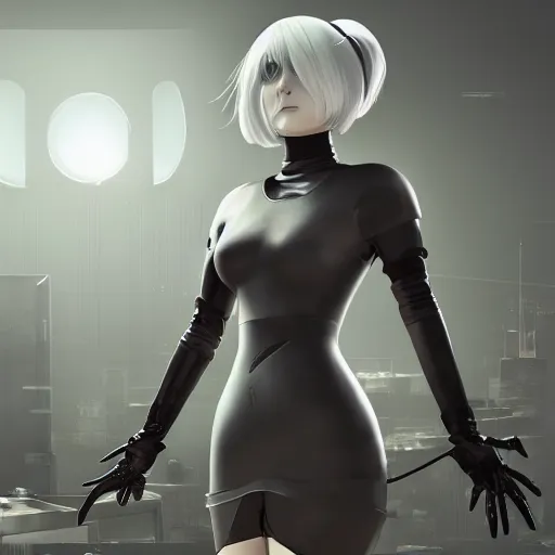 Image similar to 2B nier automata in half life 2, detailed, artstation, 8k