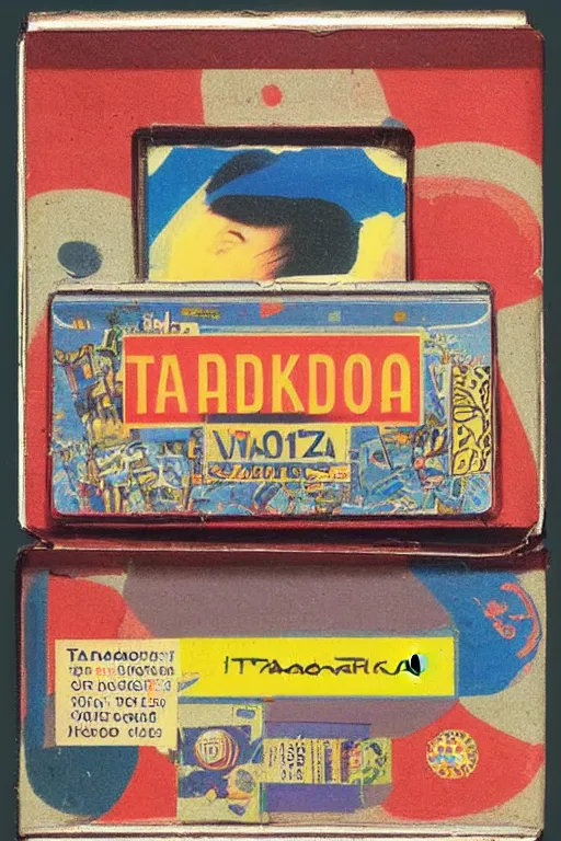 Image similar to photograph of a vintage cigarette pack designed by tadanori yokoo