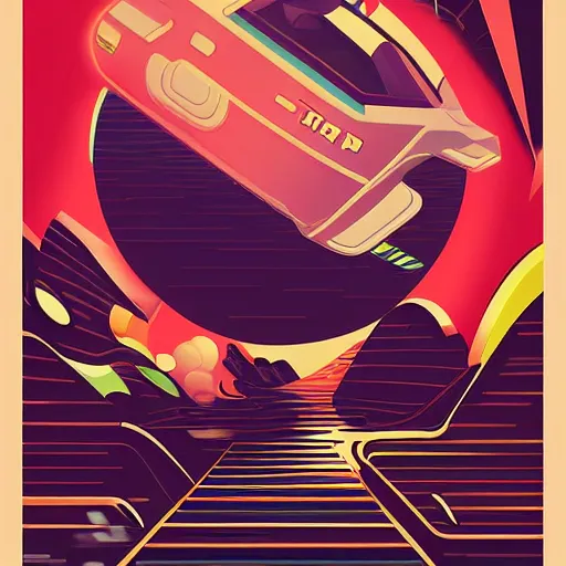 Prompt: a retro futuristic poster design by wang 2 mu,