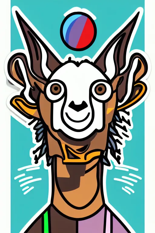 Image similar to Portrait of a drug dealer goat, sticker, andromorphic, colorful, illustration, highly detailed, simple, smooth and clean vector curves, no jagged lines, vector art, smooth