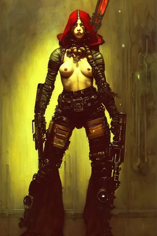 Prompt: full character portrait max mad cyberpunk warhammer 4 0 k, medic sapper not the girl with the pearl earring character design, painting by gaston bussiere, katsuya terada, wyeth, greg rutkowski, craig mullins, ( ( ( ( ( vermeer ) ) ) ) ), frank frazetta, mucha, tom of finland, trending on artstation