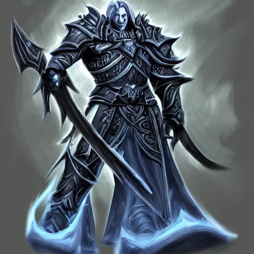 Prompt: arthas in the style of graven tung, concept art