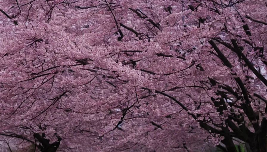 Image similar to like cherry blossoms catching the sun, all that flutters turns to ash.