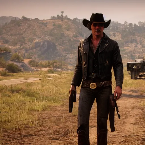 Image similar to Tom Cruise in red dead redemption 2 4K detail