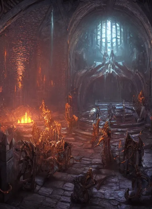 Image similar to dungeon, ultra detailed fantasy, elden ring, realistic, dnd, rpg, lotr game design fanart by concept art, behance hd, artstation, deviantart, global illumination radiating a glowing aura global illumination ray tracing hdr render in unreal engine 5