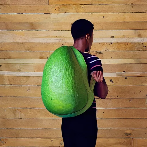 Image similar to avocado backpack, magazine photo, studio lighting, brilliant design