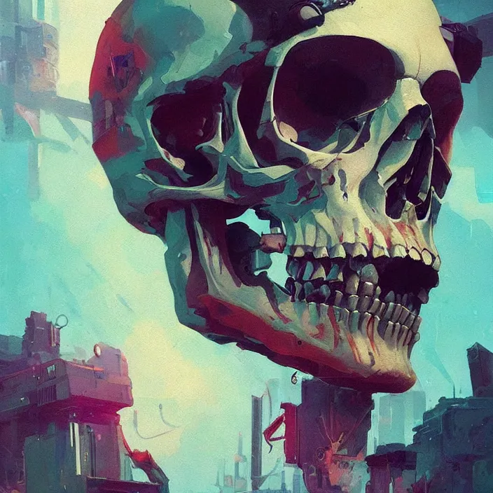 Prompt: a beautiful painting of a cyberpunk skull by sergey kolesov and pascal blanche and greg rutkowski and sachin teng. in style of digital art. colorful comic, symmetry, hyper detailed. octane render. trending on artstation