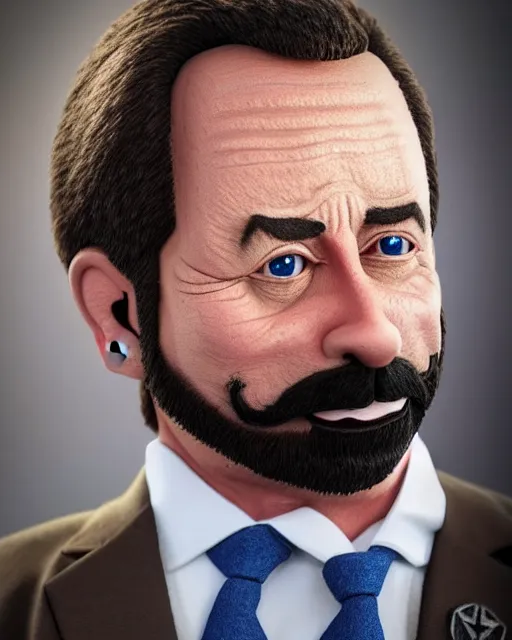 Image similar to santiago abascal as a muppet. highly detailed felt. hyper real photo. 4 k.