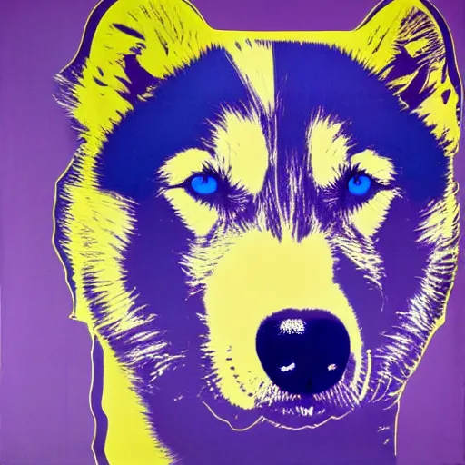 Prompt: Andy Warhol painting of a husky